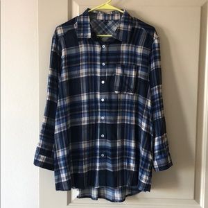 NWOT Plaid rayon lightweight blouse shirt top